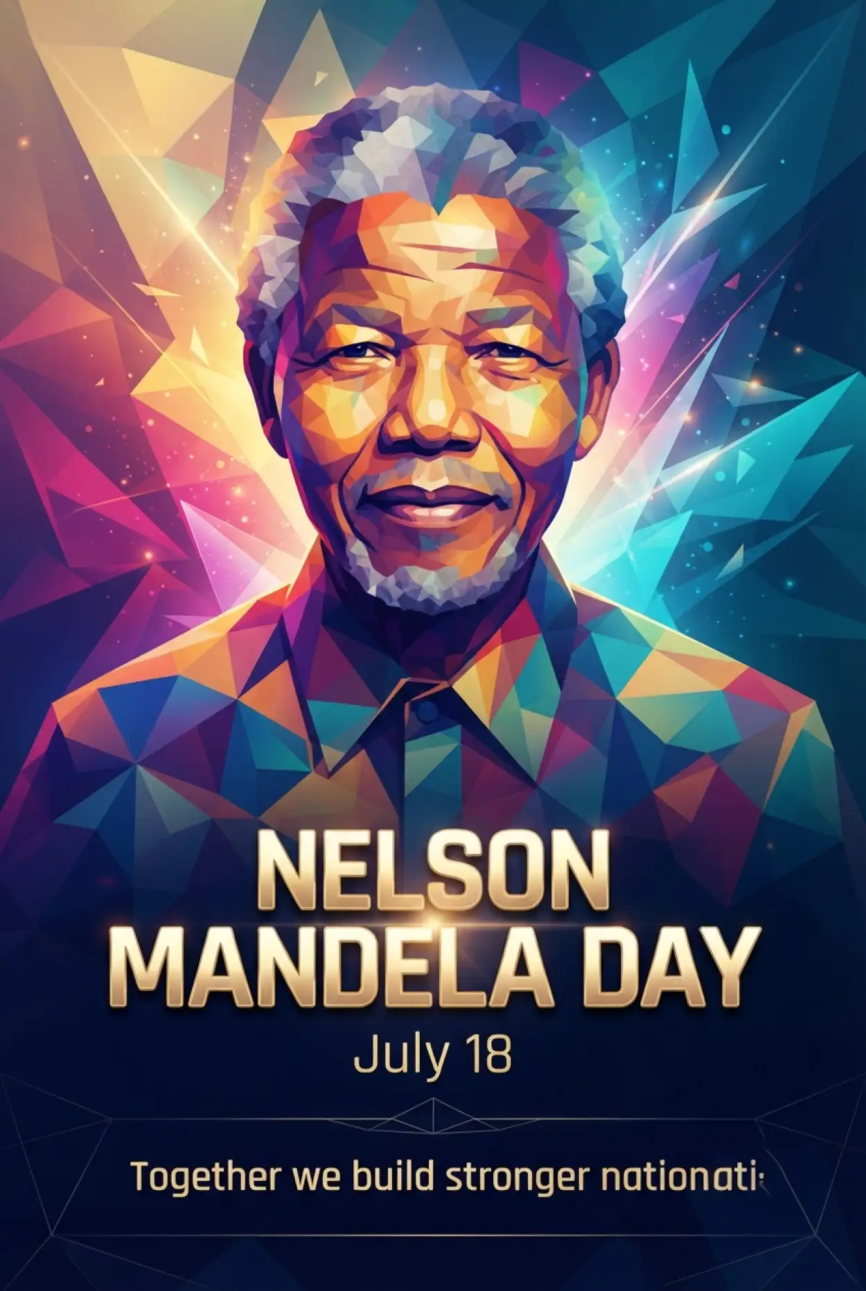 Free Download Nelson Mandela Low Poly Poster 2026 - High Quality Nelson Mandela Poster 2026 Image