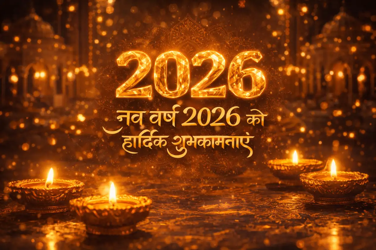 Free Download New Year 2026 Greeting Card Hindi Text - High Quality Happy New Year 2026 Greeting Card In Hindi Image
