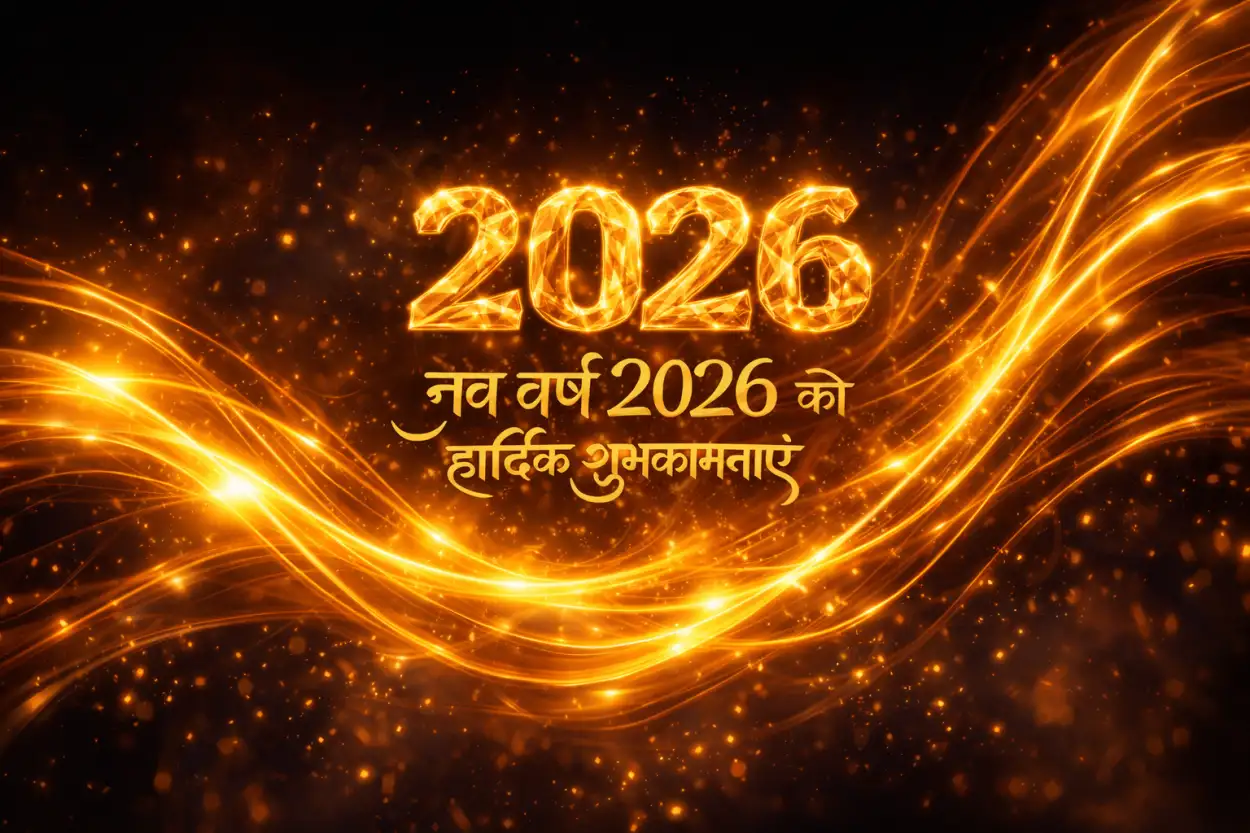 Free Download New Year 2026 Hindi Greeting Card For Whatsapp - High Quality Happy New Year 2026 Greeting Card In Hindi Image