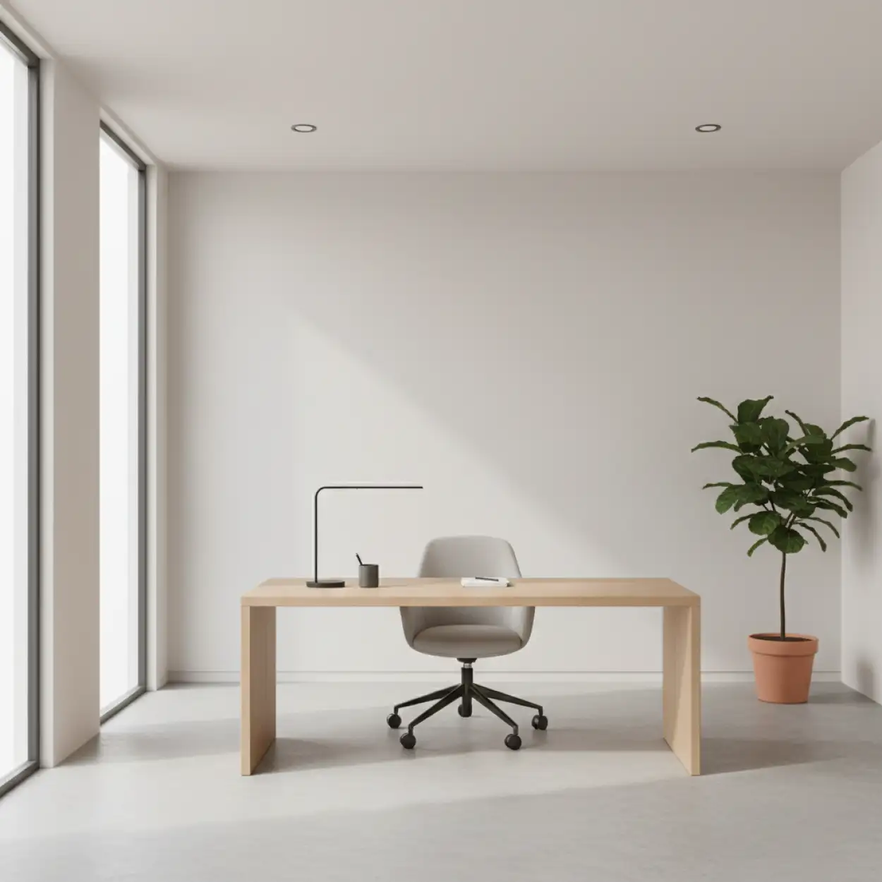 Free Download Office Interior Background With Desk And Chair - High Quality Office Interior Design Background Background Image