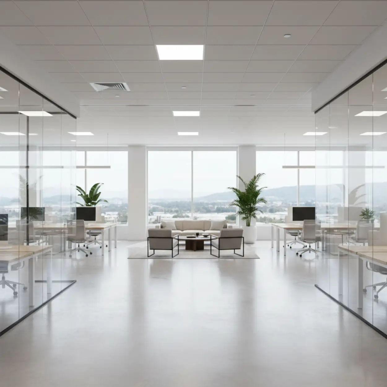 Free Download Office Interior Background With Glass Cabin - High Quality Office Interior Design Background Background