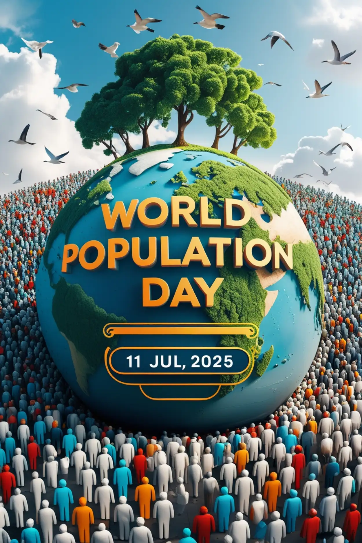 Free Download Overpopulation Impact On Earth Image - High Quality World Population Day Background
