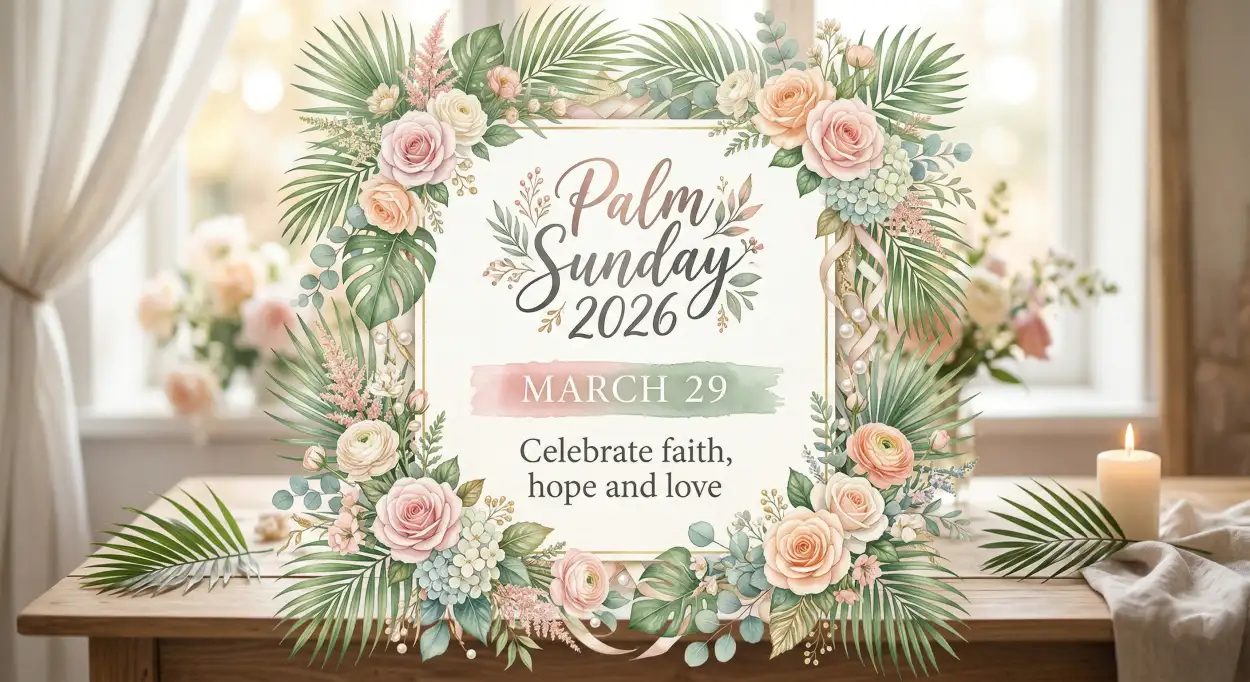 Free Download Palm Sunday 2026 Greeting Card Design - High Quality Palm Sunday 2026 Image