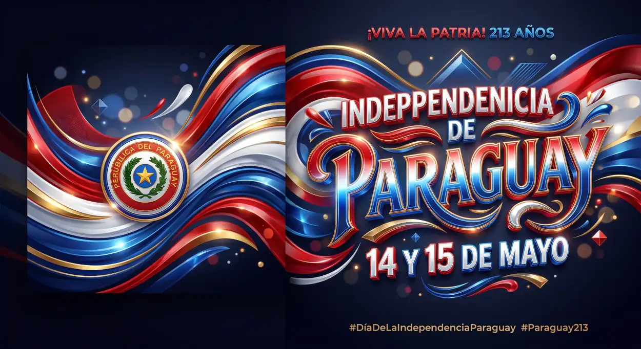 Free Download Paraguay Independence Day 2026 Colorful Design - High Quality Paraguay Independence Day 2026 Wishes Image