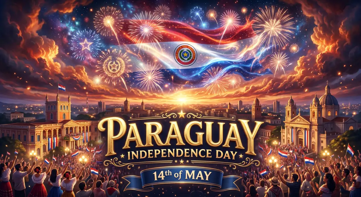 Free Download Paraguay Independence Day 2026 Festival Poster Background - High Quality Paraguay Independence Day 2026 Wishes Background Image