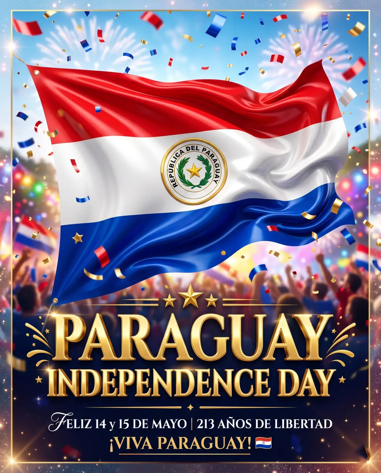 Free Download Paraguay Independence Day 2026 Festive Poster - High Quality Paraguay Independence Day 2026 Wishes Image
