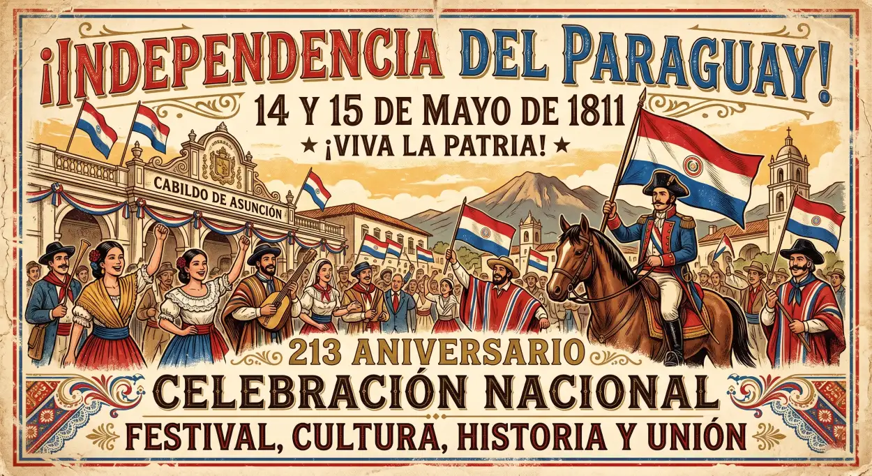 Free Download Paraguay Independence Day 2026 Historical Celebration - High Quality Paraguay Independence Day 2026 Wishes Image
