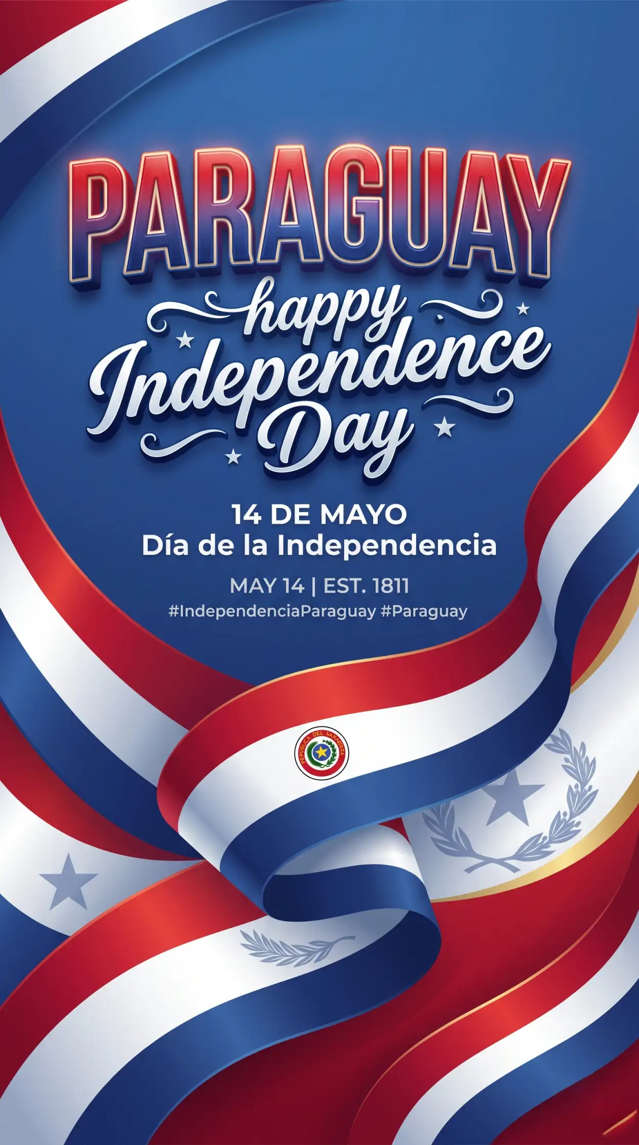 Free Download Paraguay Independence Day 2026 Holiday Greetings - High Quality Paraguay Independence Day 2026 Wishes Image