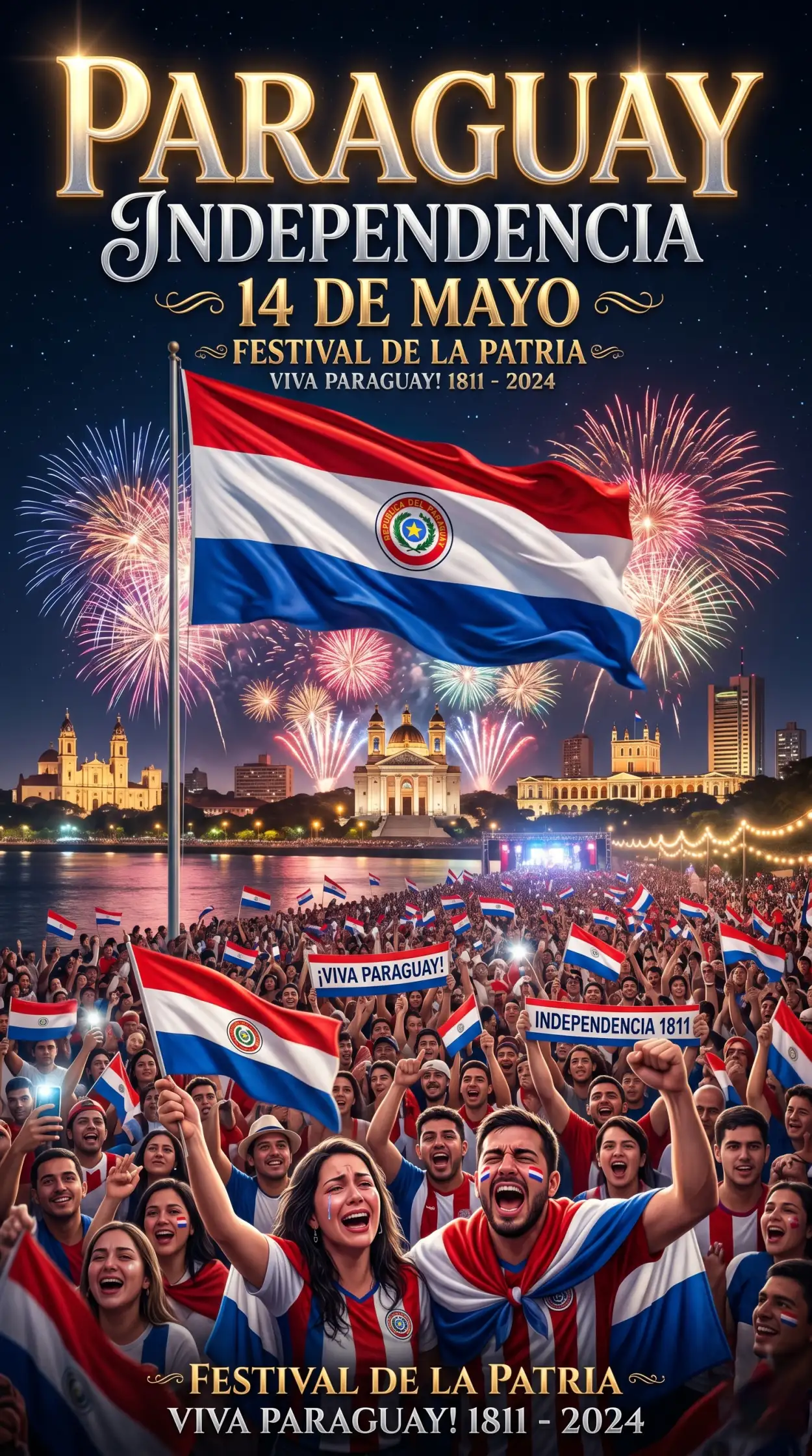 Free Download Paraguay Independence Day 2026 Luxury Poster - High Quality Paraguay Independence Day 2026 Wishes Image