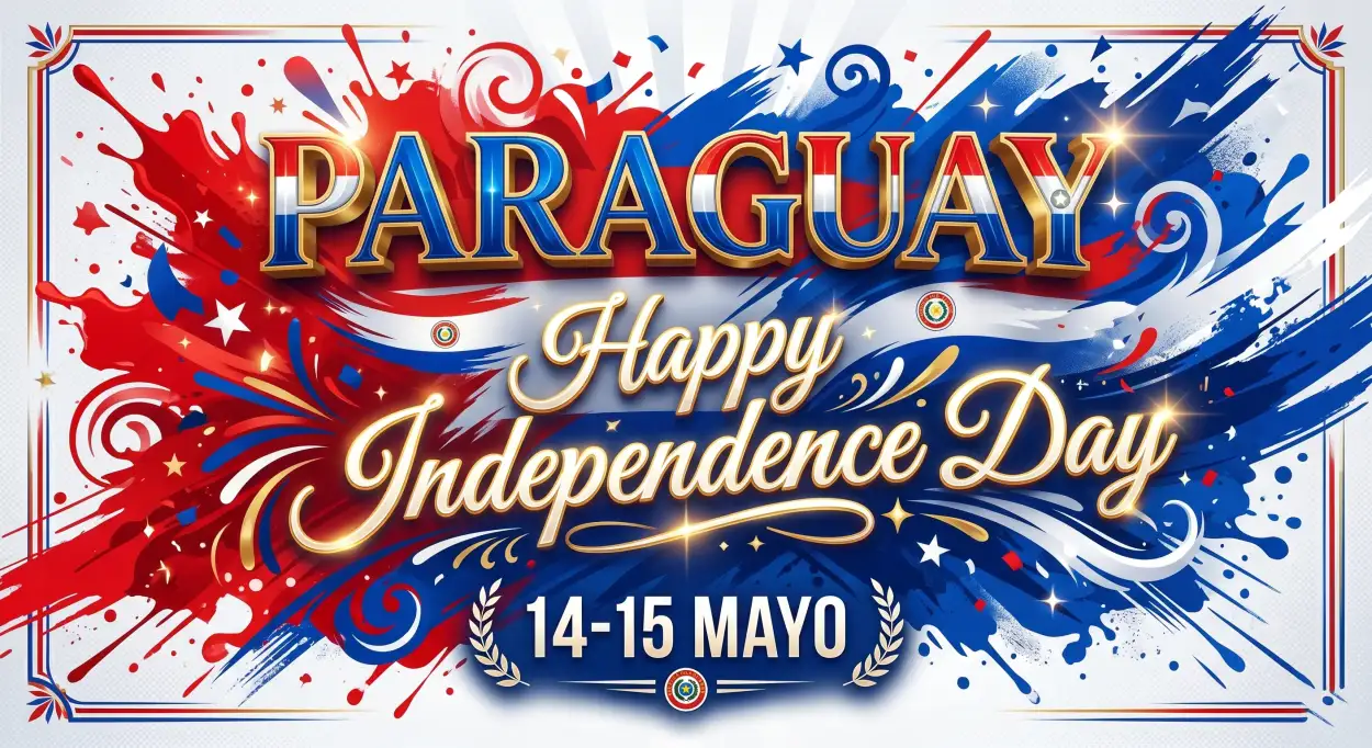 Free Download Paraguay Independence Day 2026 Red White Blue Design - High Quality Paraguay Independence Day 2026 Wishes Image