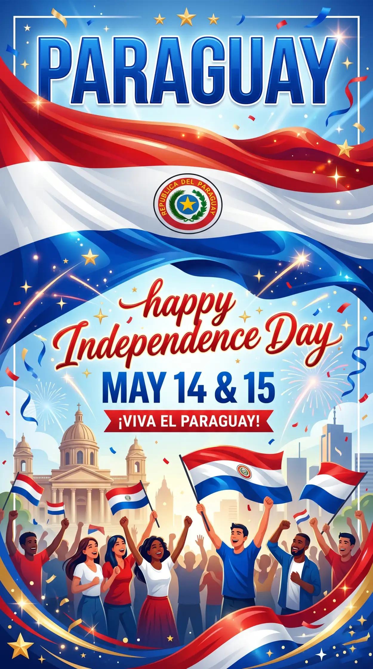 Free Download Paraguay Independence Day 2026 Social Media Post - High Quality Paraguay Independence Day 2026 Wishes Image