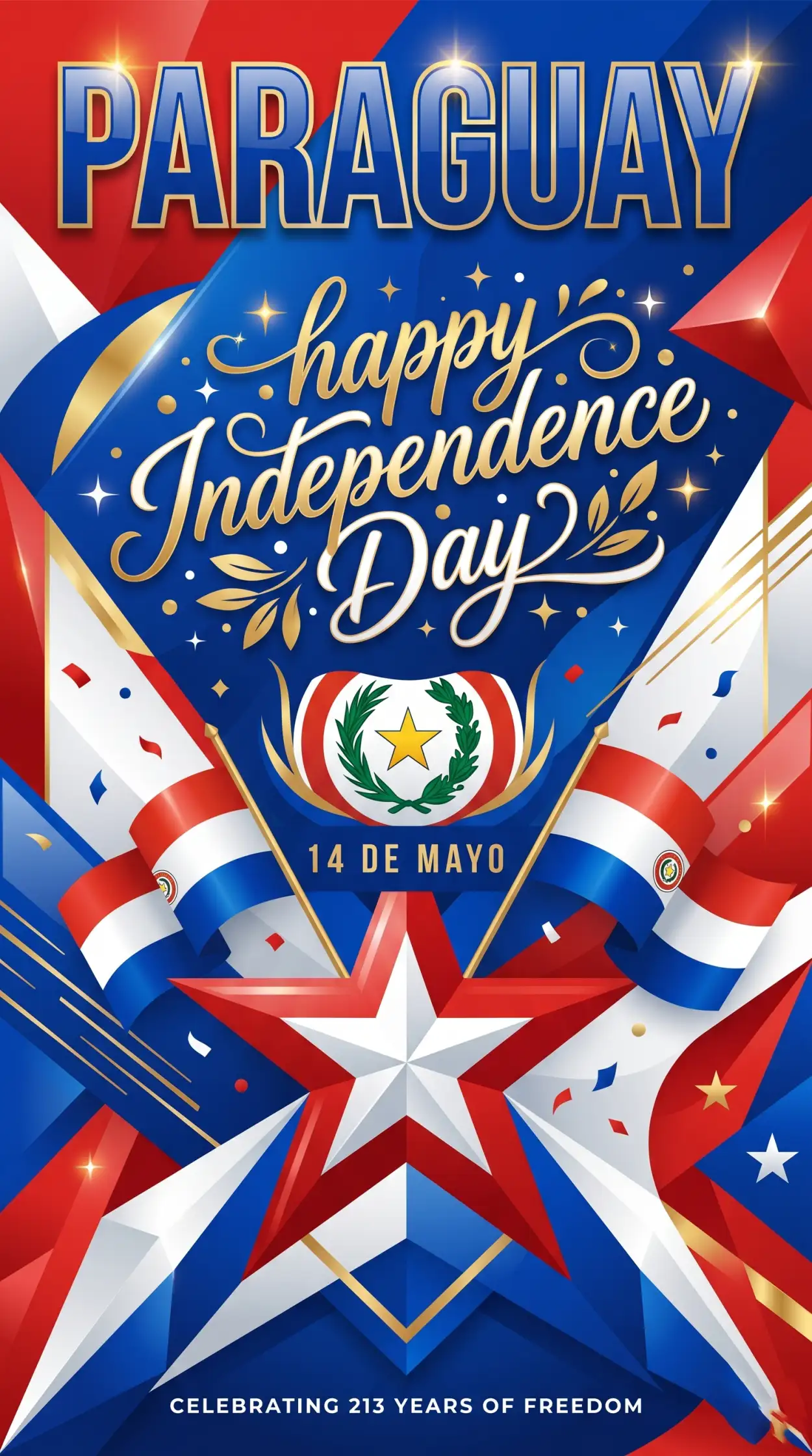 Free Download Paraguay Independence Day 2026 Stylish Typography - High Quality Paraguay Independence Day 2026 Wishes Image