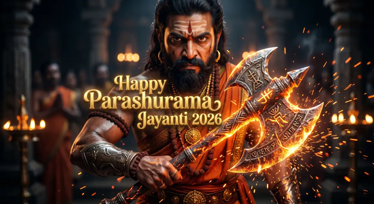 Free Download Parashurama Jayanti Wishes Banner Background 2026 - High Quality Happy Parashurama Jayanti Wishes 2026 Background Image