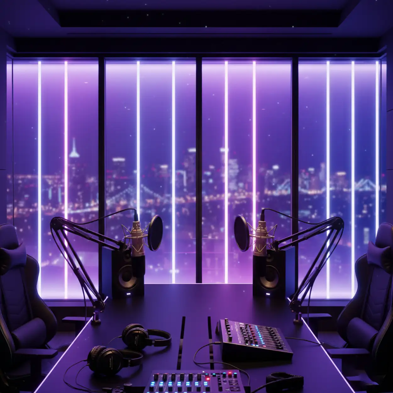 Free Download Podcast Studio Background For Female Host - High Quality Podcast Studio Background Background Image