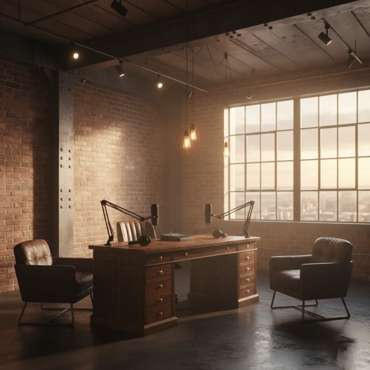 Free Download Podcast Studio Background Realistic Render - High Quality Podcast Studio Background Background Image