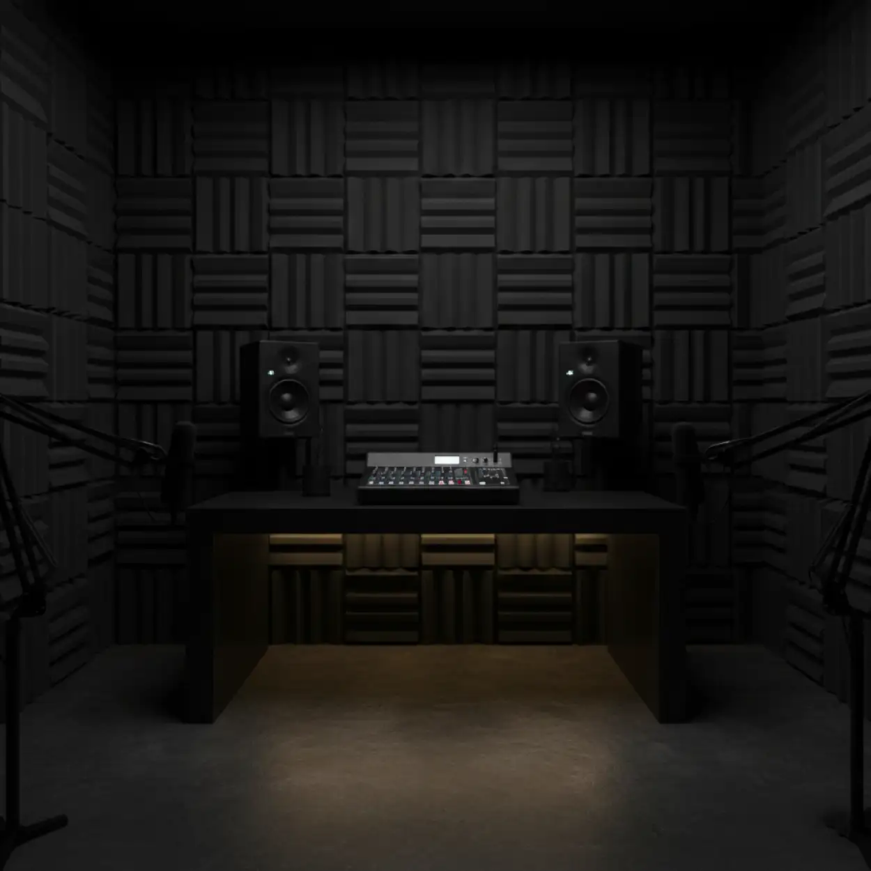 Free Download Podcast Studio Background With Black Walls - High Quality Podcast Studio Background Background Image