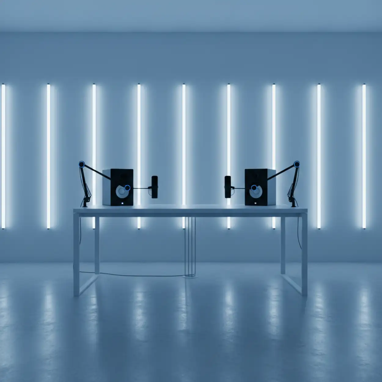 Free Download Podcast Studio Background With Led Strips - High Quality Podcast Studio Background Background Image