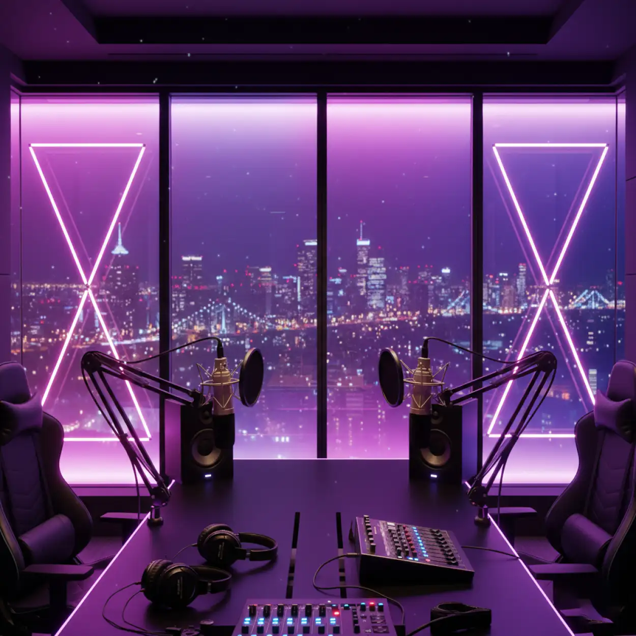 Podcast Studio Background With Purple Neon - Royalty Free Podcast Studio Background Image | Pngmagic Free Download Podcast Studio Background With Purple Neon - High Quality Podcast Studio Background Background