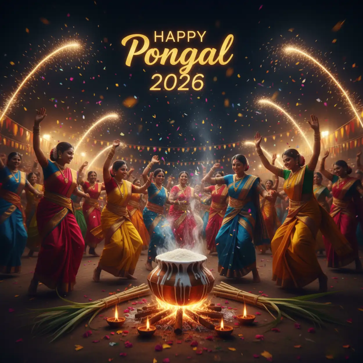 Free Download Pongal Pot Decoration Wishes 2026 - High Quality Happy Pongal Wishes 2026 Background