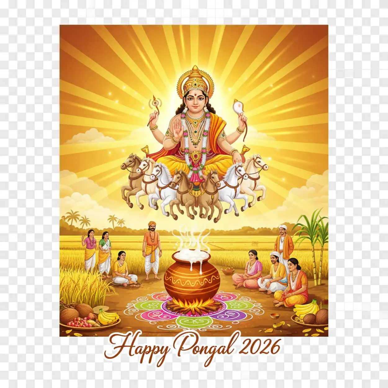 Free Download Pongal Sun God Wishes 2026 - High Quality Happy Pongal Wishes 2026 Image