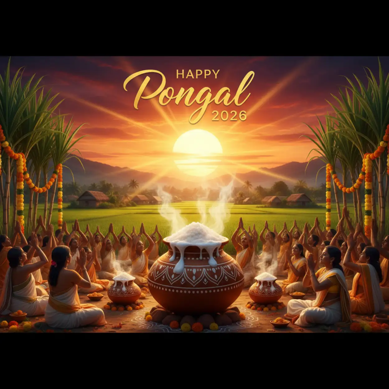 Free Download Pongal Wishes Desktop Background 2026 - High Quality Happy Pongal Wishes 2026 Background