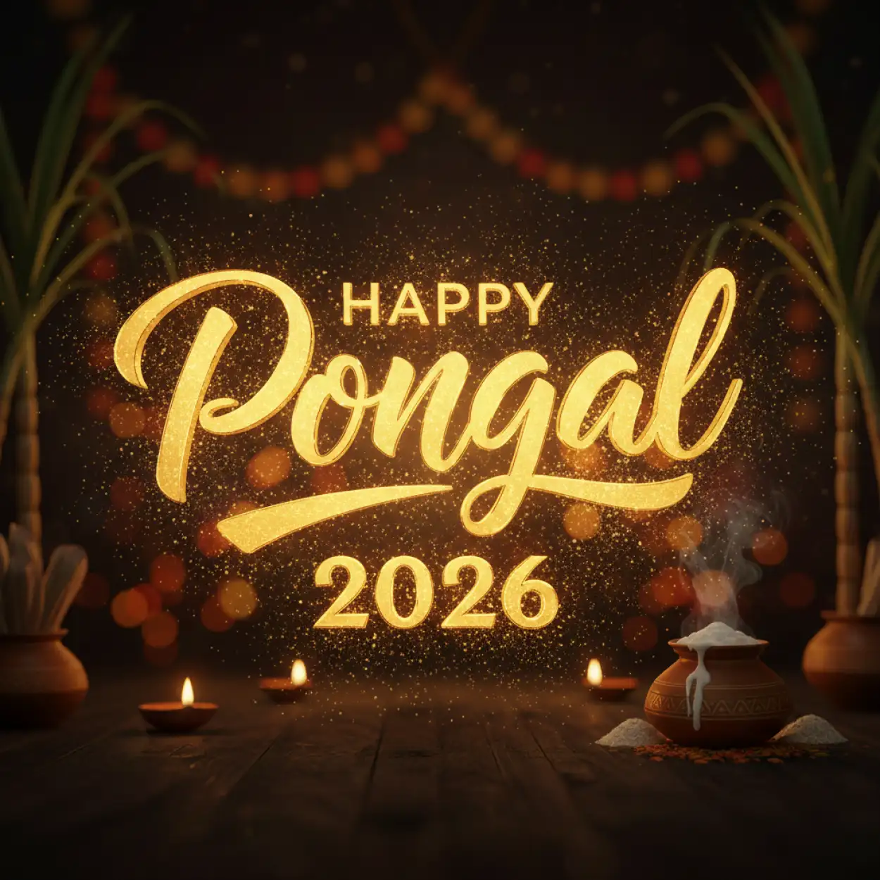 Free Download Pongal Wishes Festival Card 2026 - High Quality Happy Pongal Wishes 2026 Background