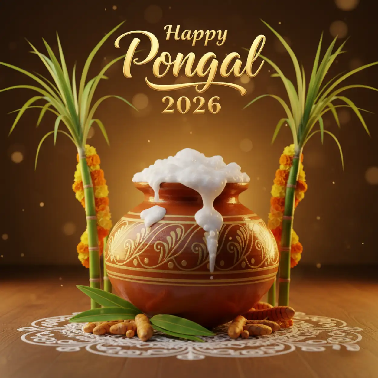 Free Download Pongal Wishes Whatsapp Card 2026 - High Quality Happy Pongal Wishes 2026 Background