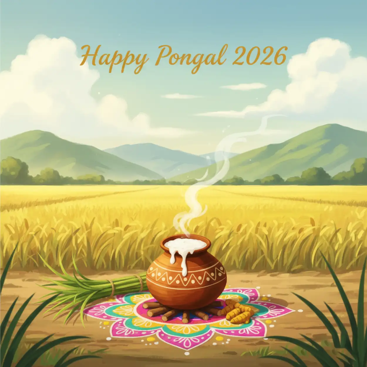 Free Download Pongal Wishes Youtube Thumbnail 2026 - High Quality Happy Pongal Wishes 2026 Background