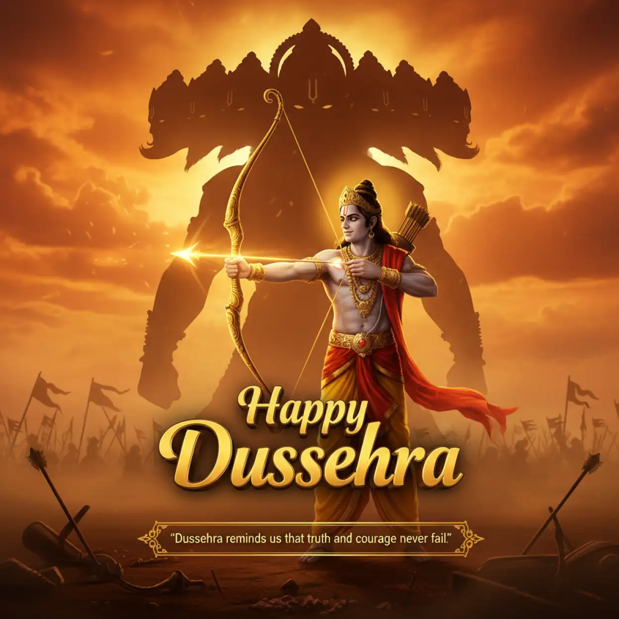 Free Download Powerful Happy Dussehra Quotes In English - High Quality Happy Dussehra With Quotes Image