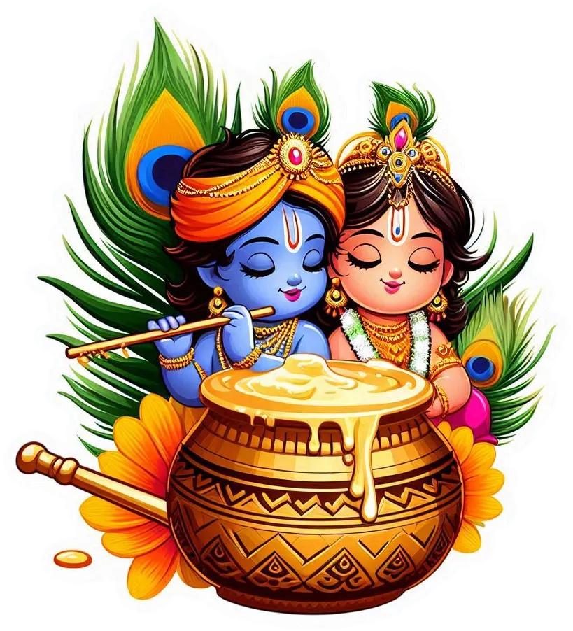 Premium Happy Krishna Janmashtami Png With Festive Dahi Handi Flute Peacock Feather And Baby Krishna Eating Butter Design - Royalty Free Happy Krishna Janmashtami Image | Pngmagic Free Download Premium Happy Krishna Janmashtami Png With Festive Dahi Handi Flute Peacock Feather And Baby Krishna Eating Butter Design - High Quality Happy Krishna Janmashtami PNG Image