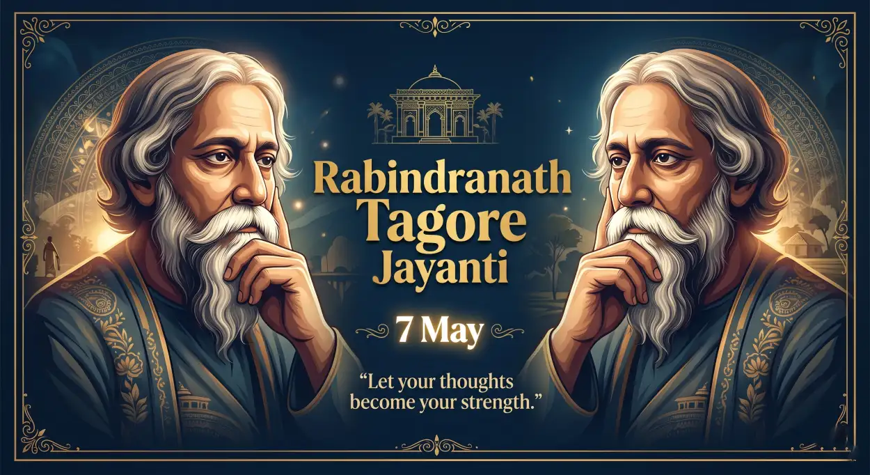 Free Download Rabindranath Tagore Jayanti Celebration Banner Hd - High Quality Rabindranath Tagore Jayanti Image