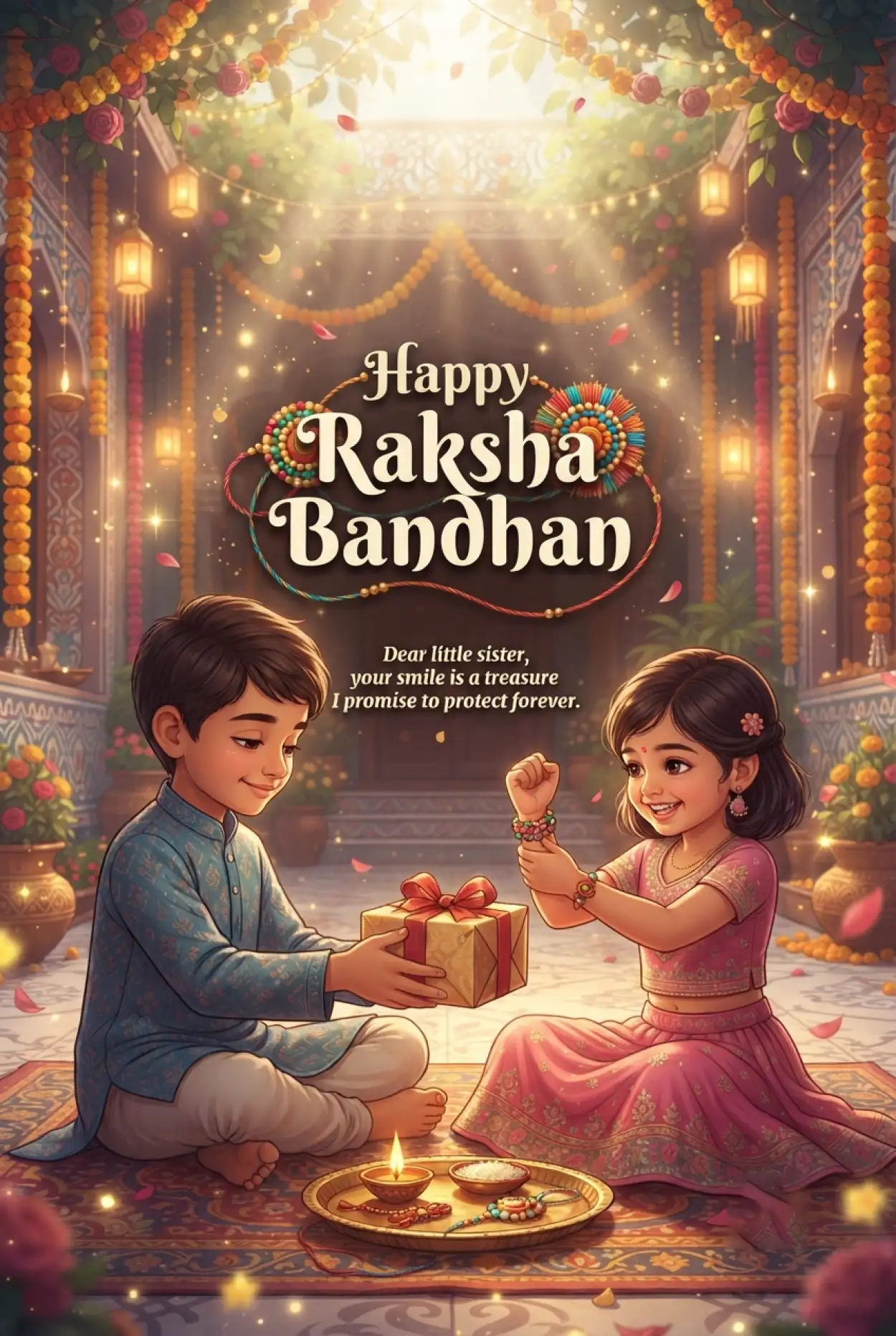 Free Download Rakhi Celebration Wishes For Little Children - High Quality Happy Raksha Bandhan Wishes For Children Image