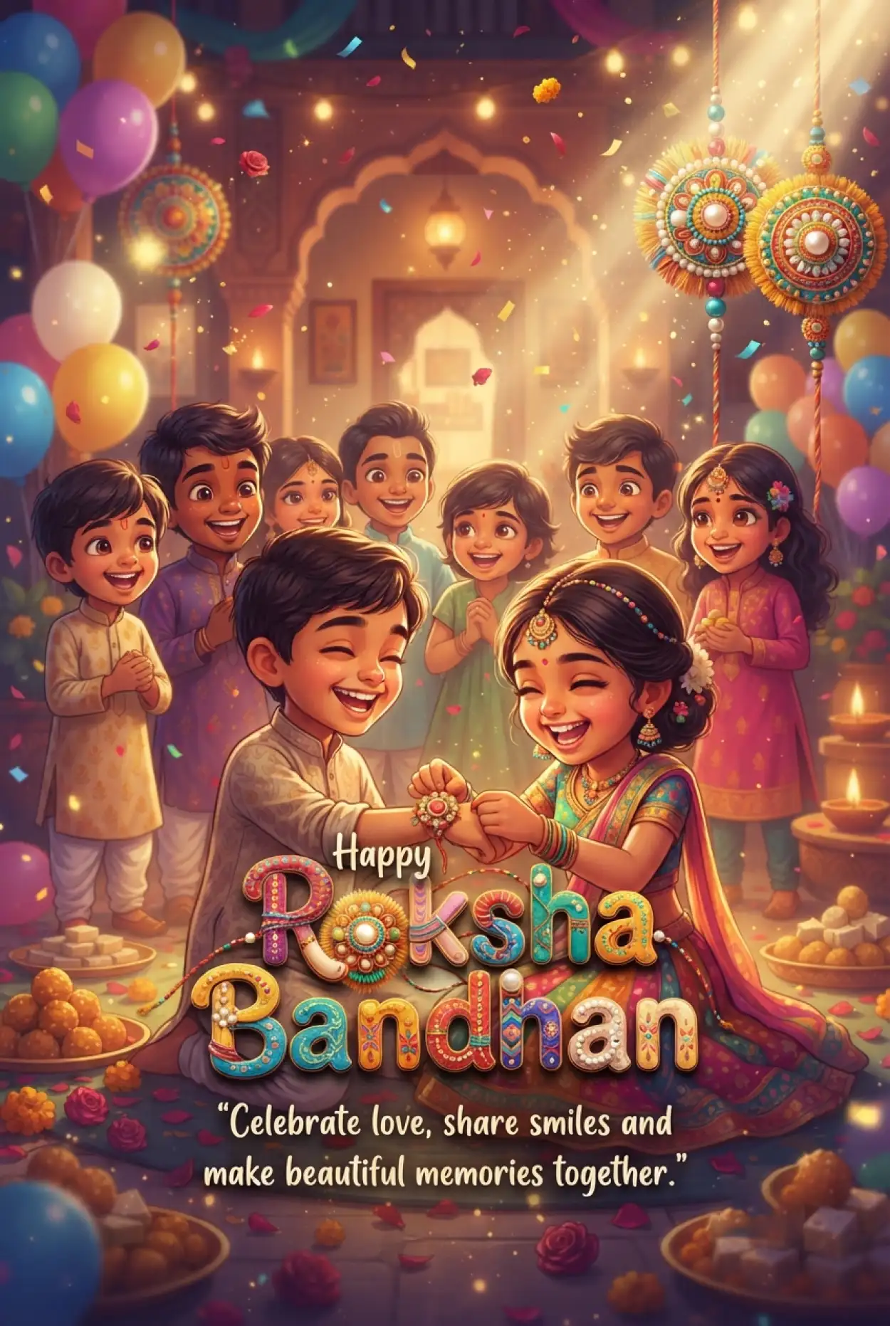 Free Download Raksha Bandhan Greetings For Little Kids - High Quality Happy Raksha Bandhan Wishes For Children Image