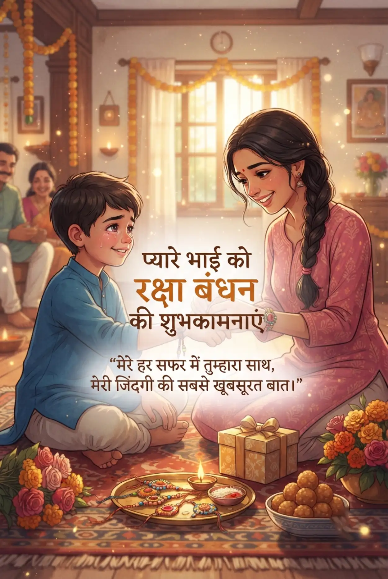 Free Download Raksha Bandhan Par Emotional Message For Brother - High Quality Raksha Bandhan Ki Shubhkamnaye In Hindi Image