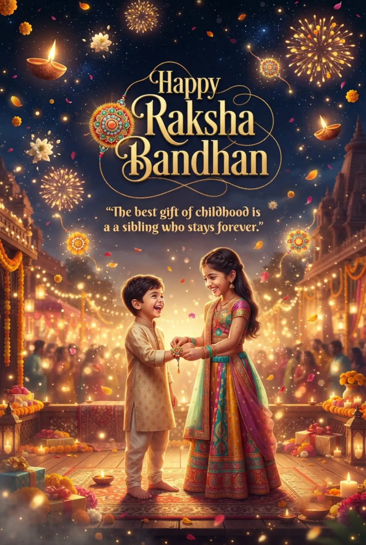 Free Download Raksha Bandhan Wishes For Little Sister - High Quality Happy Raksha Bandhan Wishes For Children Image