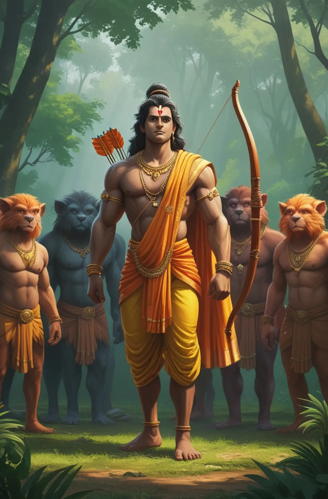 Free Download Ram Ji Dhanush Ban Cartoon Animation Image - High Quality Lord Rama With Bow And Arrow Background