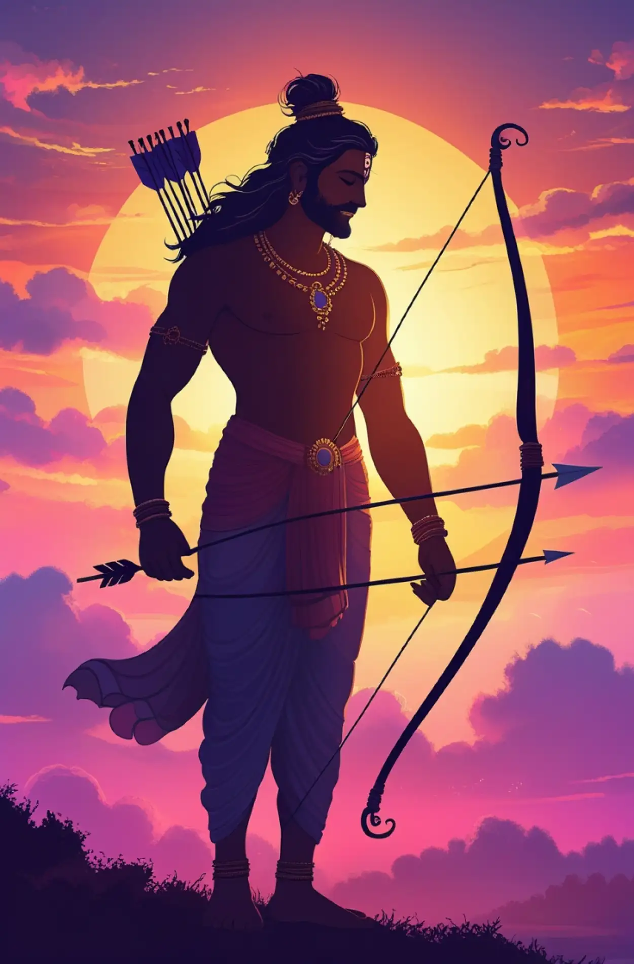 Free Download Ram Ji With Dhanush Ban Devotional Image - High Quality Lord Rama With Bow And Arrow Background