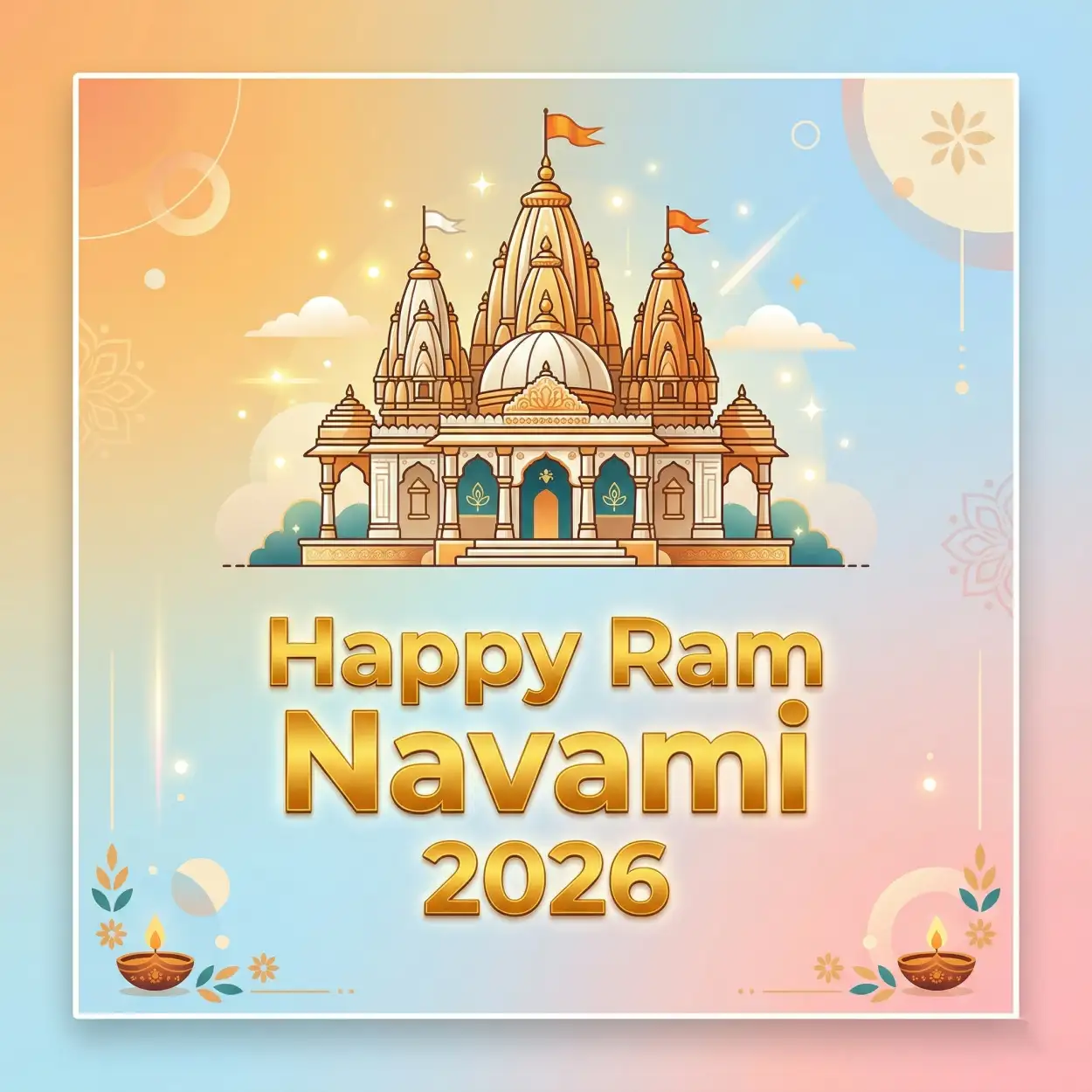 Free Download Ram Navami 2026 Images With Golden Ram Mandir Design - High Quality Happy Ram Navami 2026 Image