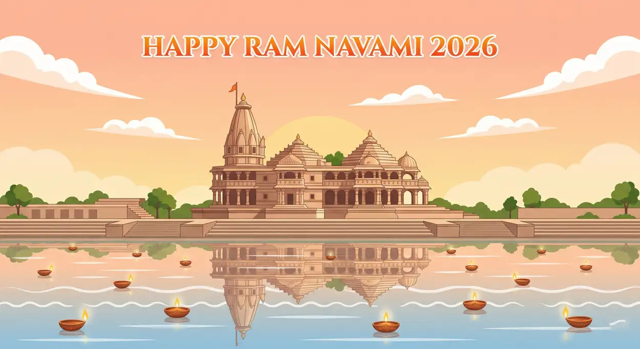 Free Download Ram Navami 2026 Wishes Images With Ayodhya Ram Mandir - High Quality Happy Ram Navami 2026 Image