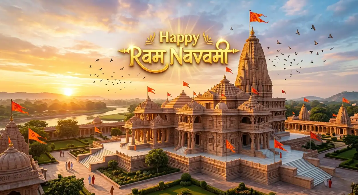 Free Download Ram Navami 2026 Wishes With Sky Background - High Quality Ram Navami Wishes 2026 Background Image