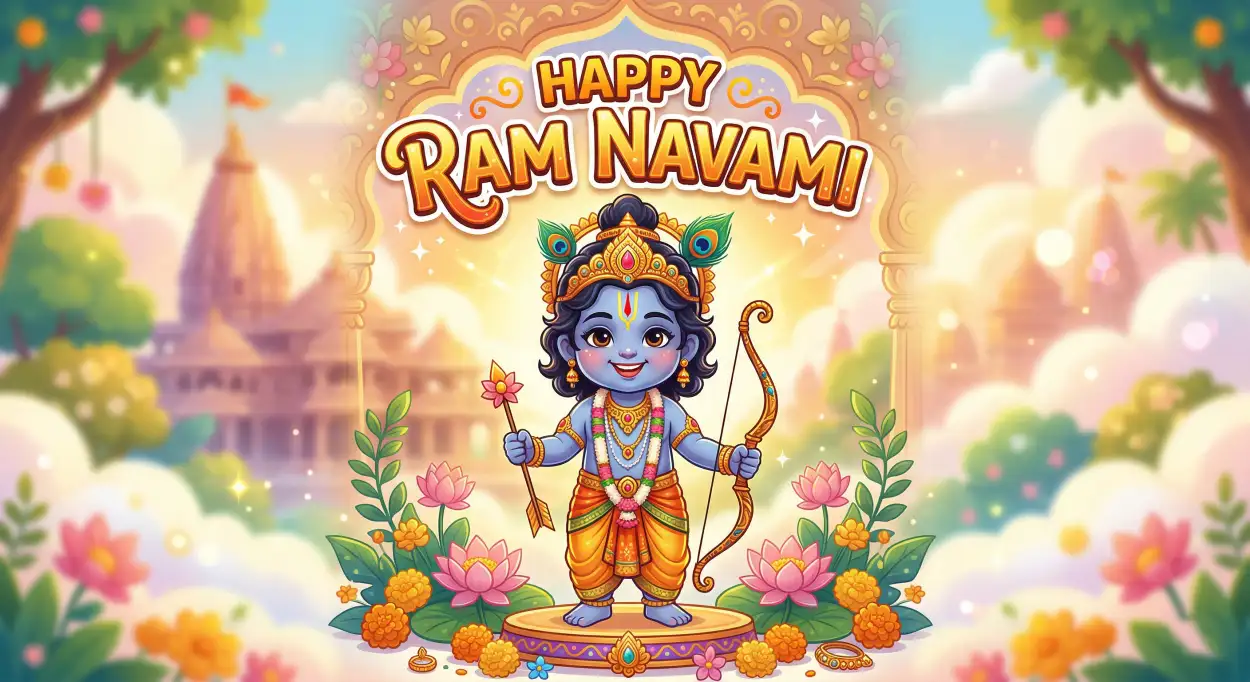 Free Download Ram Navami Whatsapp Images With Golden Text - High Quality Happy Ram Navami Wishes For WhatsApp Image
