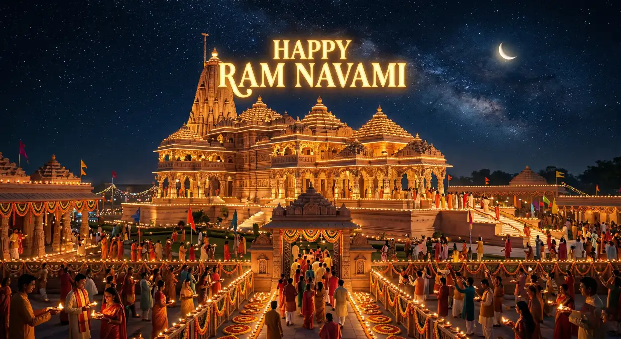Free Download Ram Navami Whatsapp Status With Ram Mandir Ayodhya - High Quality Happy Ram Navami Wishes For WhatsApp Image