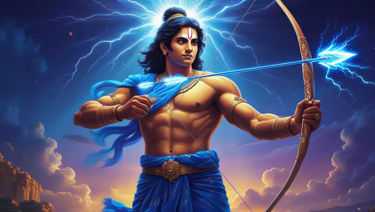 Free Download Ramayana Scene Ram With Bow And Arrow - High Quality Lord Rama With Bow And Arrow Background