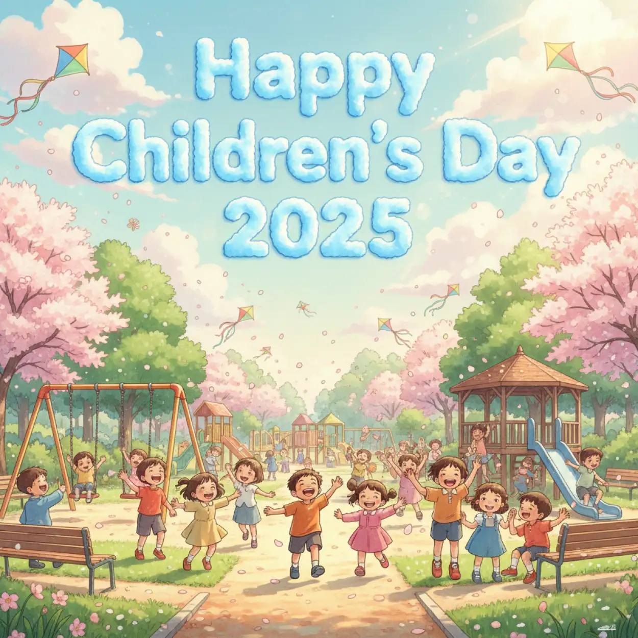 Free Download Realistic Happy Childrens Day 2025 Background For Photoshop - High Quality Happy Childrens Day 2025 Background Image