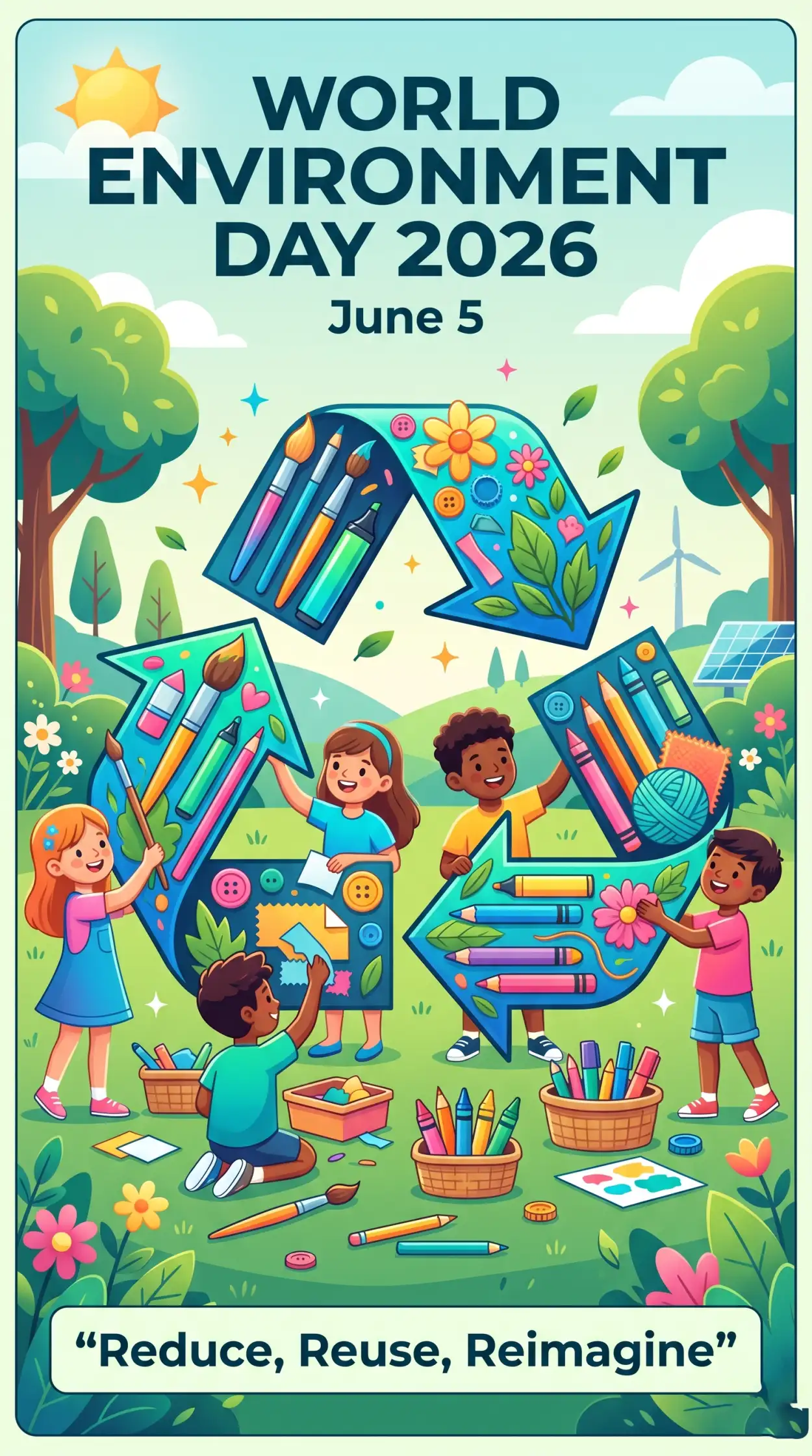 Free Download Recycle Theme Artwork For Kids 2026 - High Quality World Environment Day Kids Artwork 2026 Image