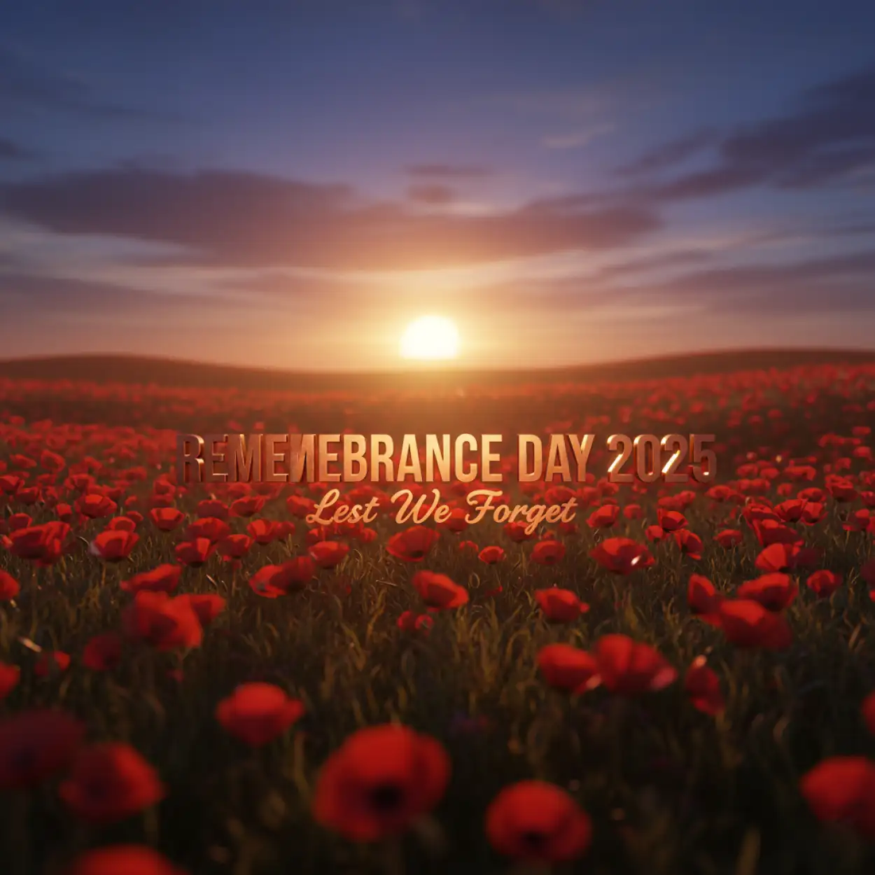Free Download Remembrance Day 2025 3d Text Design With Poppies - High Quality Remembrance Day 2025 Background