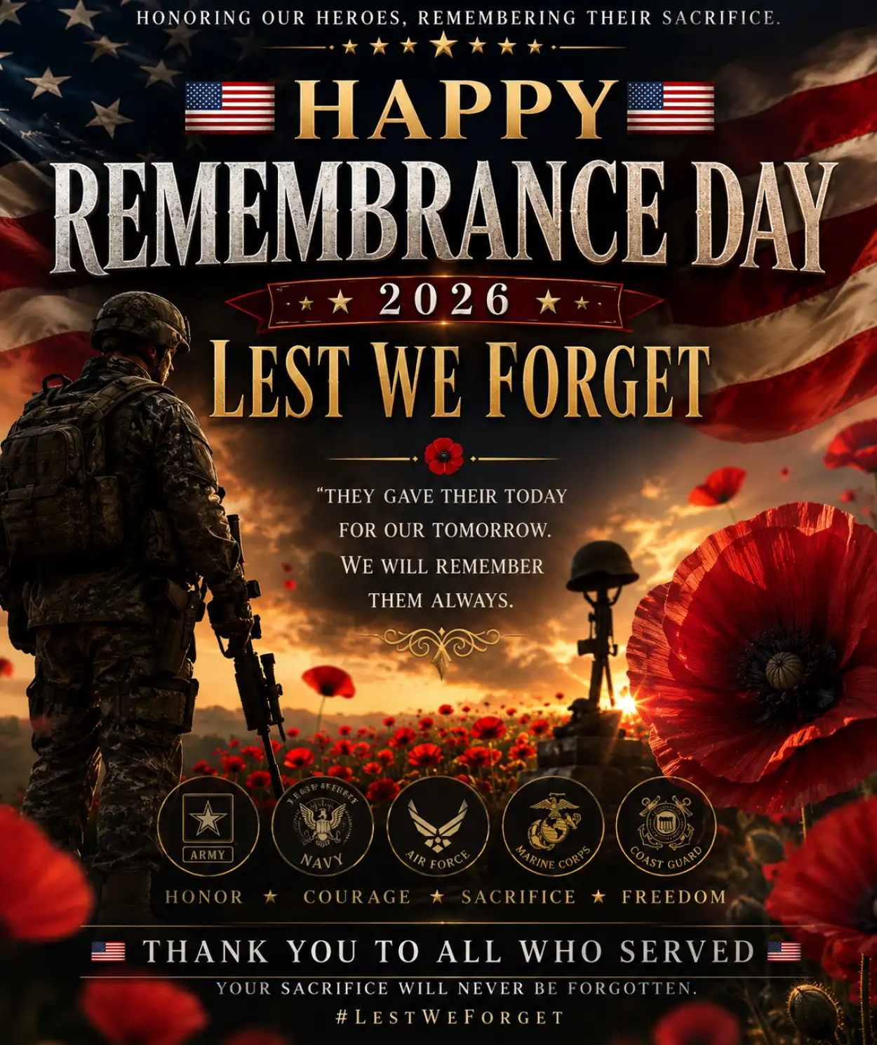 Free Download Remembrance Day Usa 2026 Veteran Appreciation Graphics - High Quality Remembrance Day Usa 2026 Image