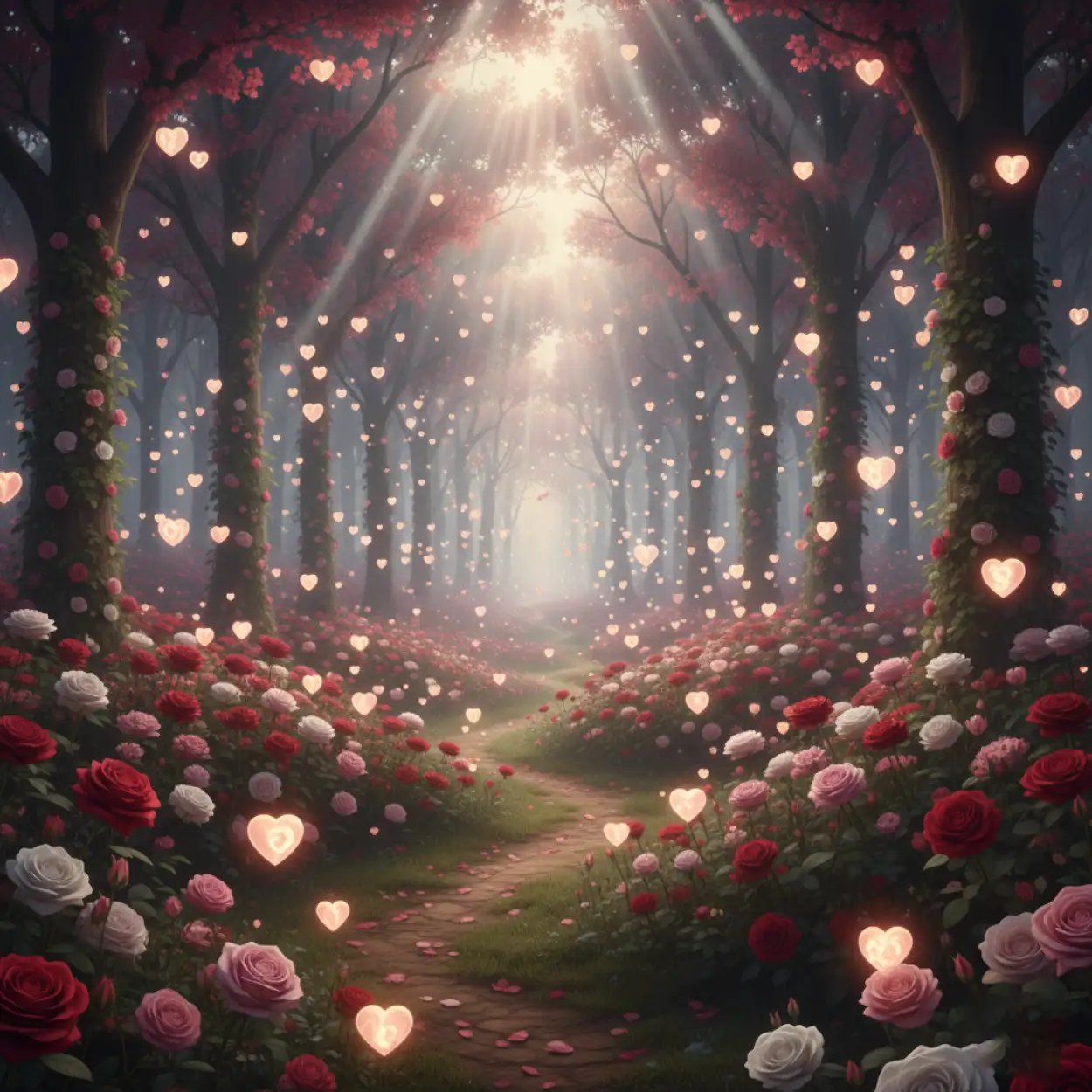 Free Download Romantic Fairy Light Valentines Day Background - High Quality Happy Valentines Day Background Hd Background