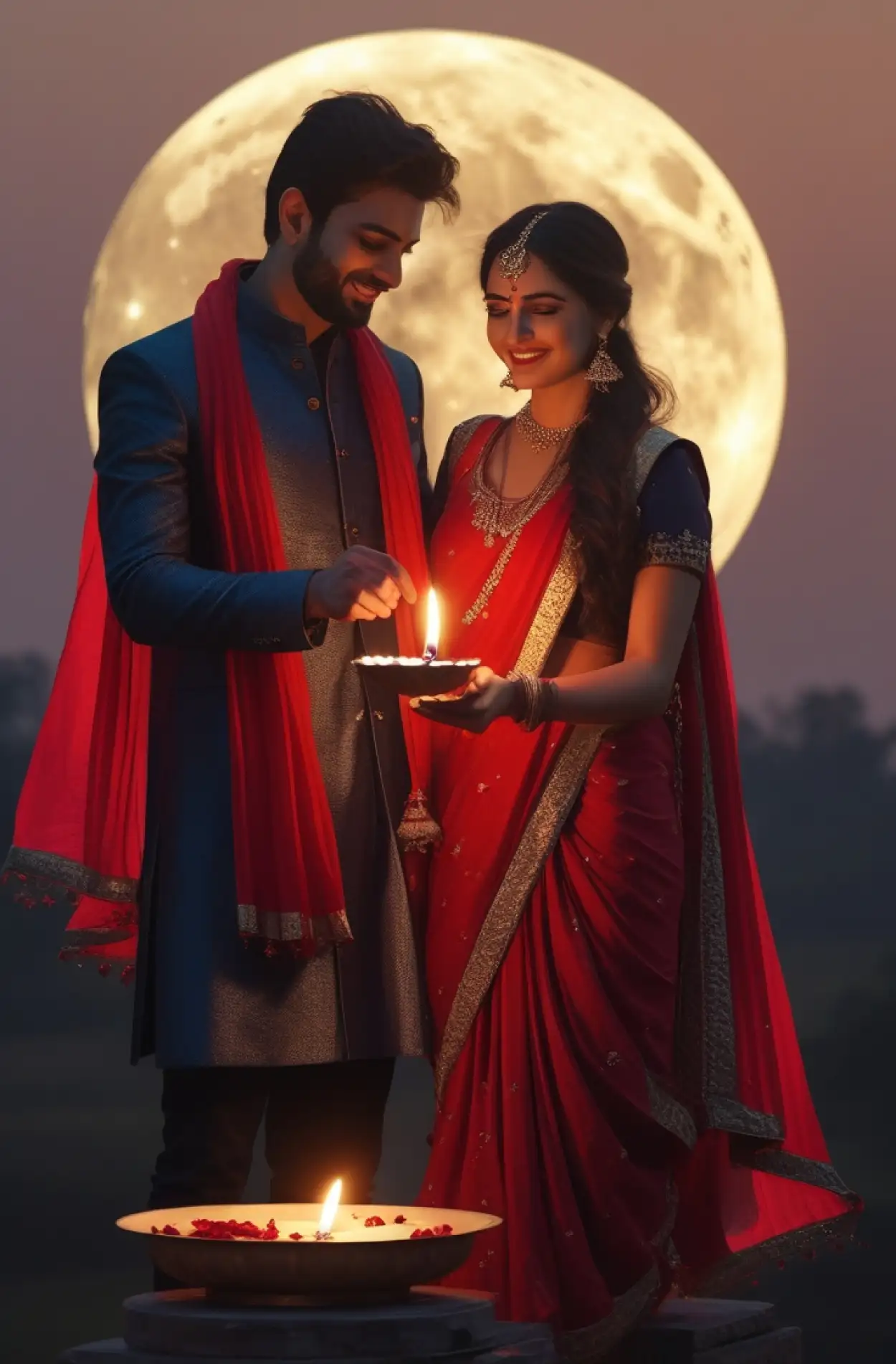 Romantic Karva Chauth Couple Photo For Wife - Royalty Free Happy Karva Chauth Image | Pngmagic Free Download Romantic Karva Chauth Couple Photo For Wife - High Quality Happy Karva Chauth Background