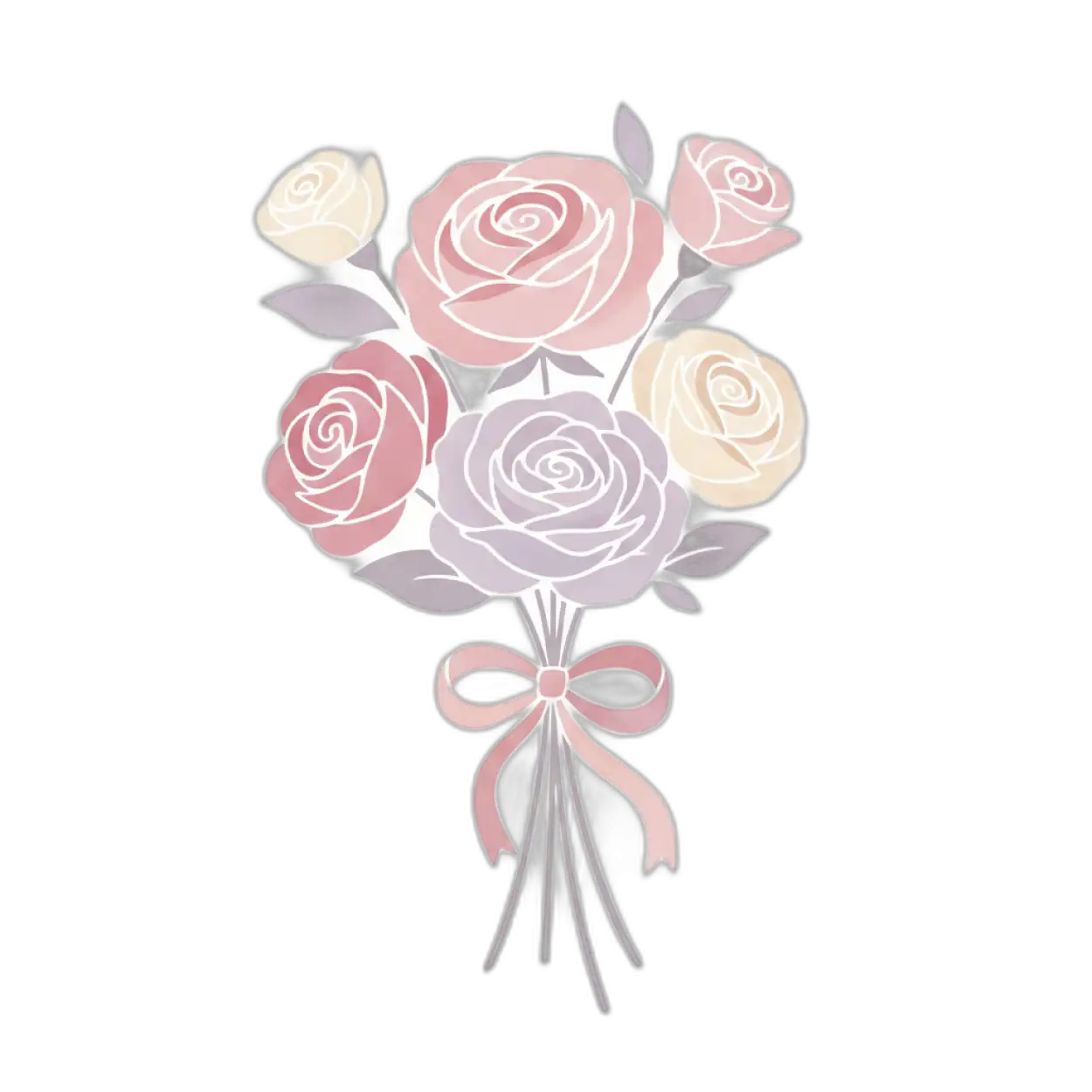 Free Download Rose Bouquet Png Minimal Design - High Quality Rose Bouquet Png PNG Image